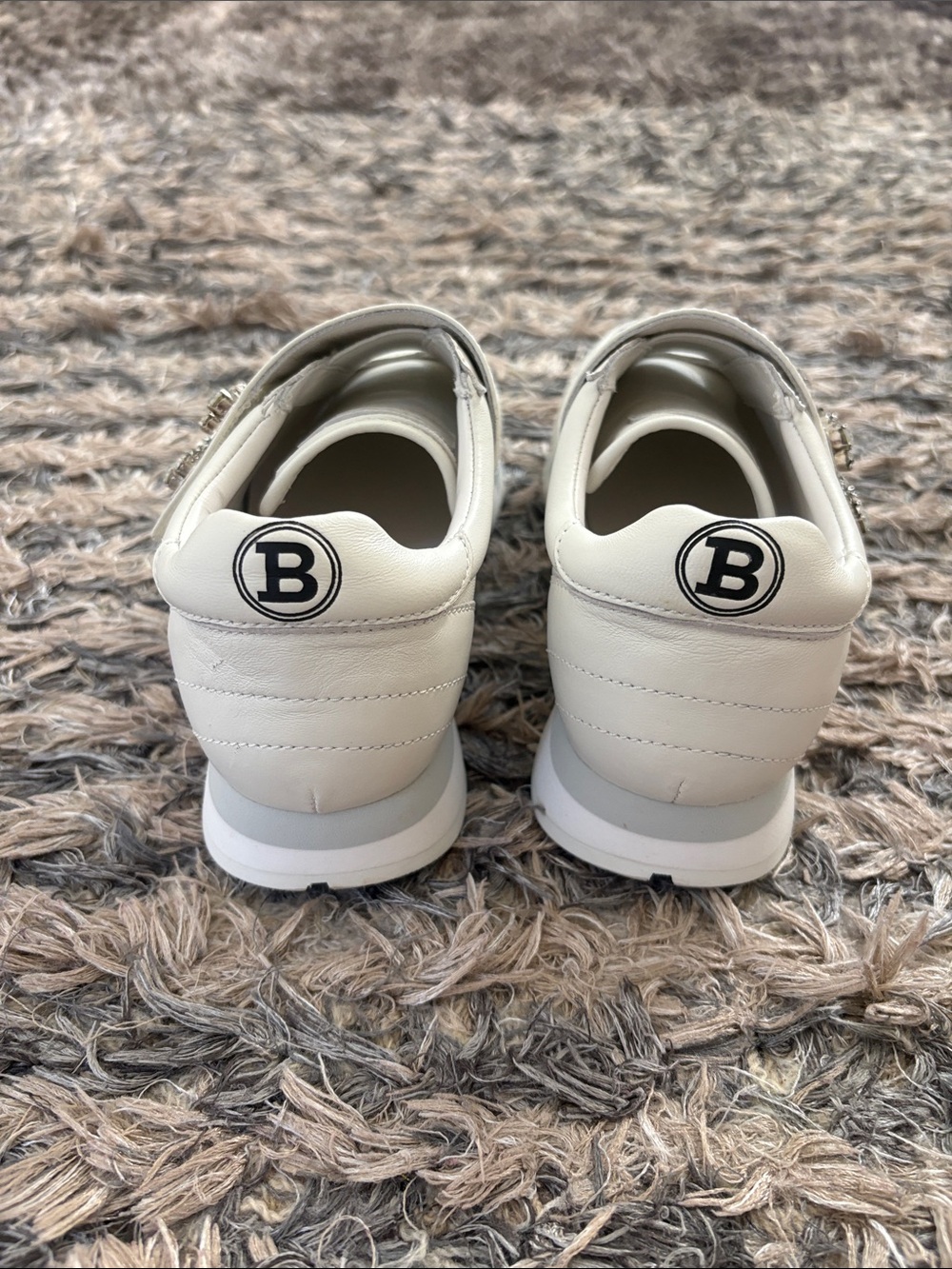 Rare Bally Switzerland GIADA Stone Ivory Lambskin Crystal B-Wings Sneakers 36 - Picture 4 of 15